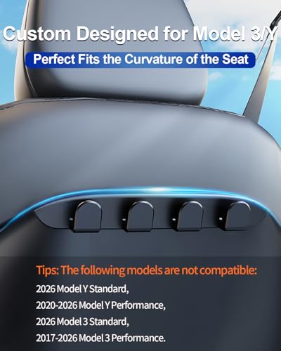 Black Seat-Back Hooks for Compatible Tesla Seats - 2 Pack