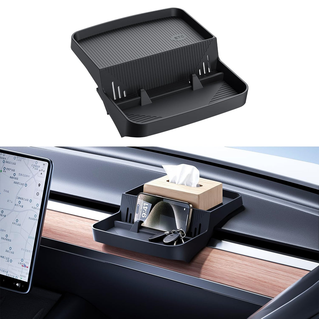 Behind-Screen Dashboard Organizer for Tesla Model 3 2017-2023 & Model Y 2020-2024