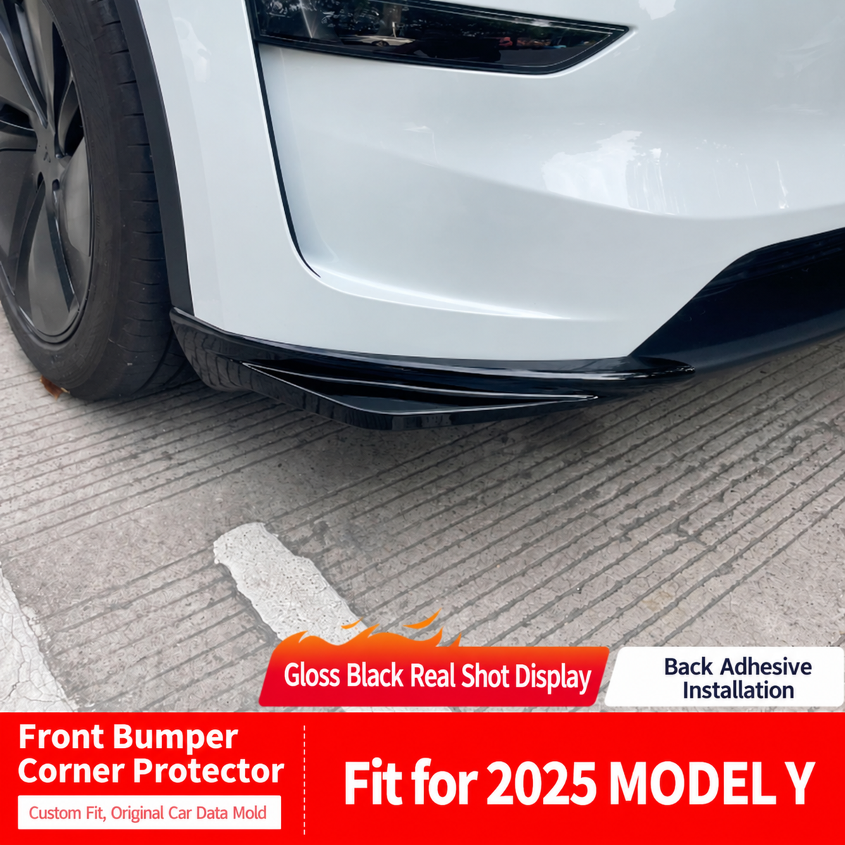 Suitable for Tesla Model Y, front lip, front shovel, front bumper, crash bar, front bumper kit, corner guard modification