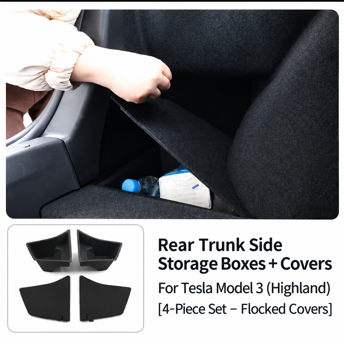Compatible For Tesla Rear  Modely Trunk Organizer Side Storage Box, Odorless Garbage Bins Car Accessories(Y right 2PCS)
