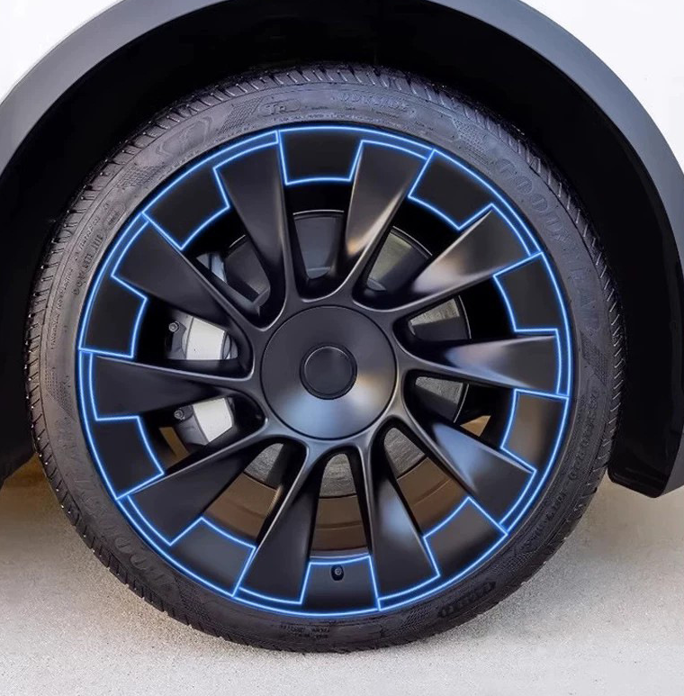 for Tesla Model Y 21 Inch Wheel Rim Protector Hubcaps Uberturbine Wheels Rim Cover Tire Trim Rings Matte Black 4Pcs Model Y Accessories