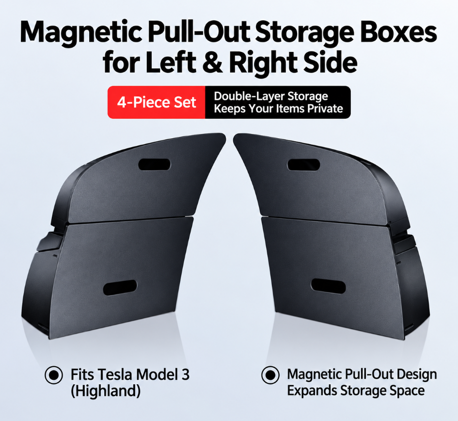 Compatible For Tesla Rear  Modely Trunk Organizer Side Storage Box, Odorless Garbage Bins Car Accessories(Y right 2PCS)