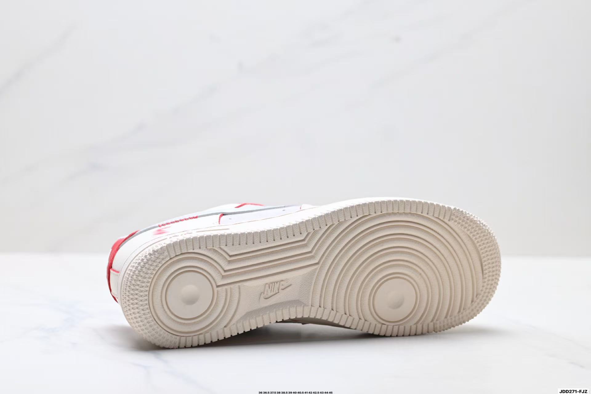 Nike Air Force 1 Low Retro White/Red/Silver Stitched Casual Sneakers with Air Cushion