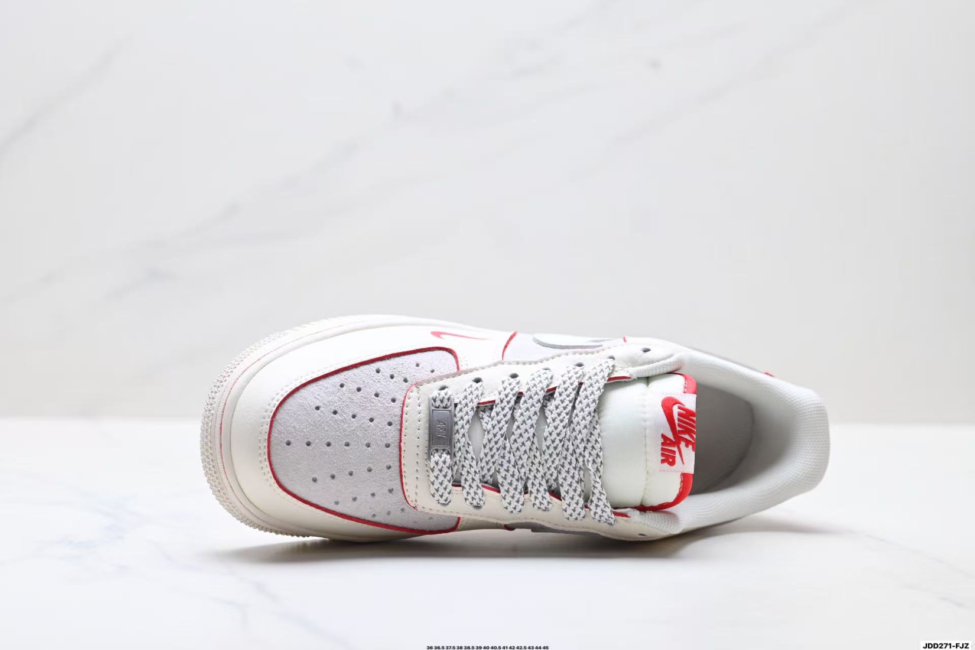 Nike Air Force 1 Low Retro White/Red/Silver Stitched Casual Sneakers with Air Cushion