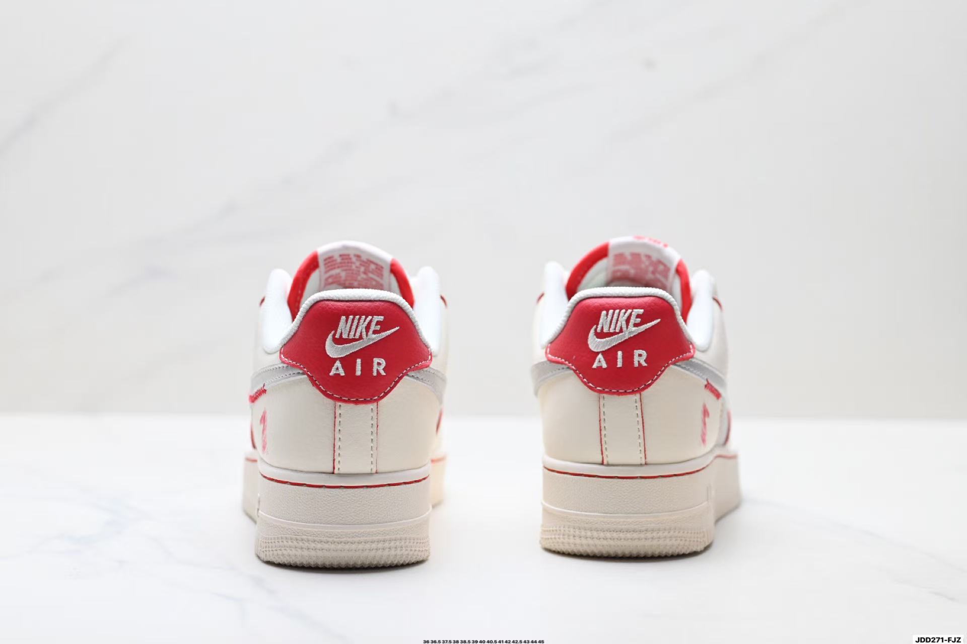 Nike Air Force 1 Low Retro White/Red/Silver Stitched Casual Sneakers with Air Cushion